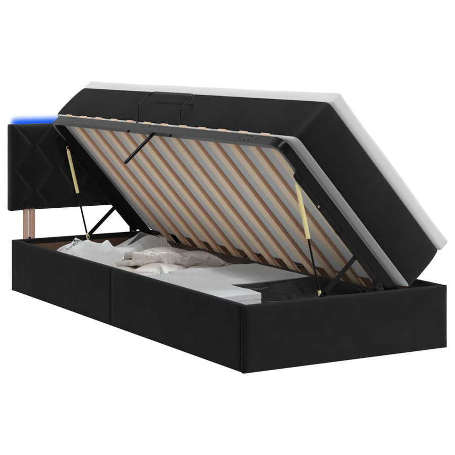 LED Opslagbed met Matras Zwart 100 x 200 cm Fluweel
