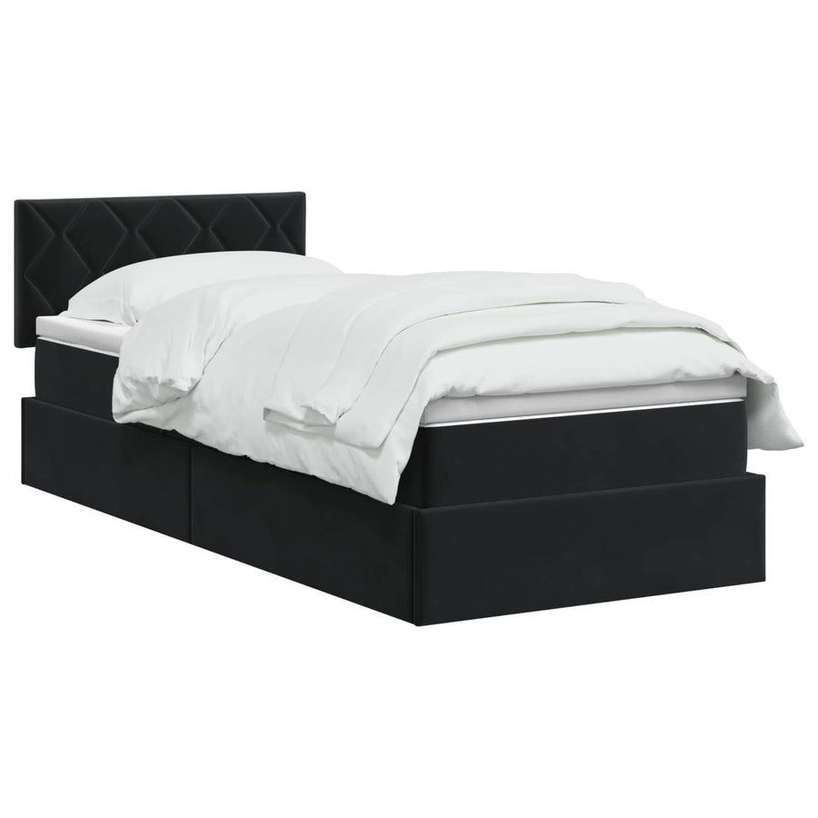 LED Opslagbed met Matras Zwart 100 x 200 cm Fluweel