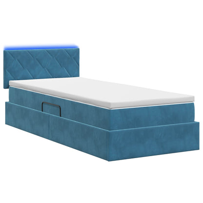 LED Opslagbed met Matras Donkerblauw 100 x 200 cm Fluweel