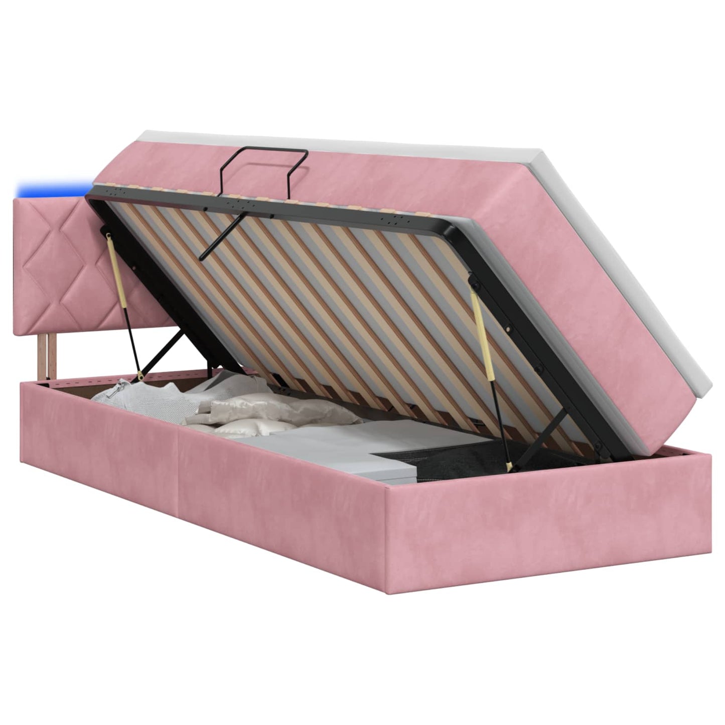 LED Opslagbed met Matras Roze 100 x 200 cm Fluweel