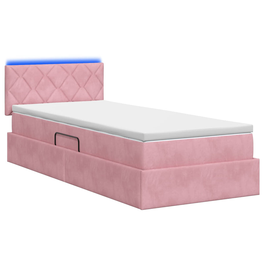 LED Opslagbed met Matras Roze 100 x 200 cm Fluweel
