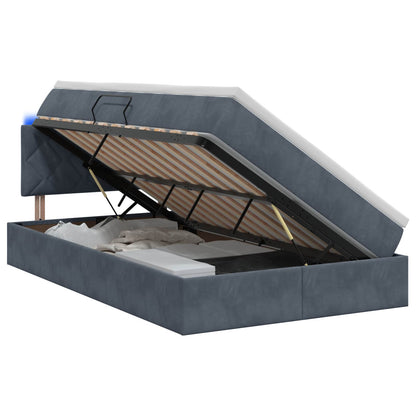 LED Opslagbed met Matras Donkergrijs 120 x 200 cm Fluweel