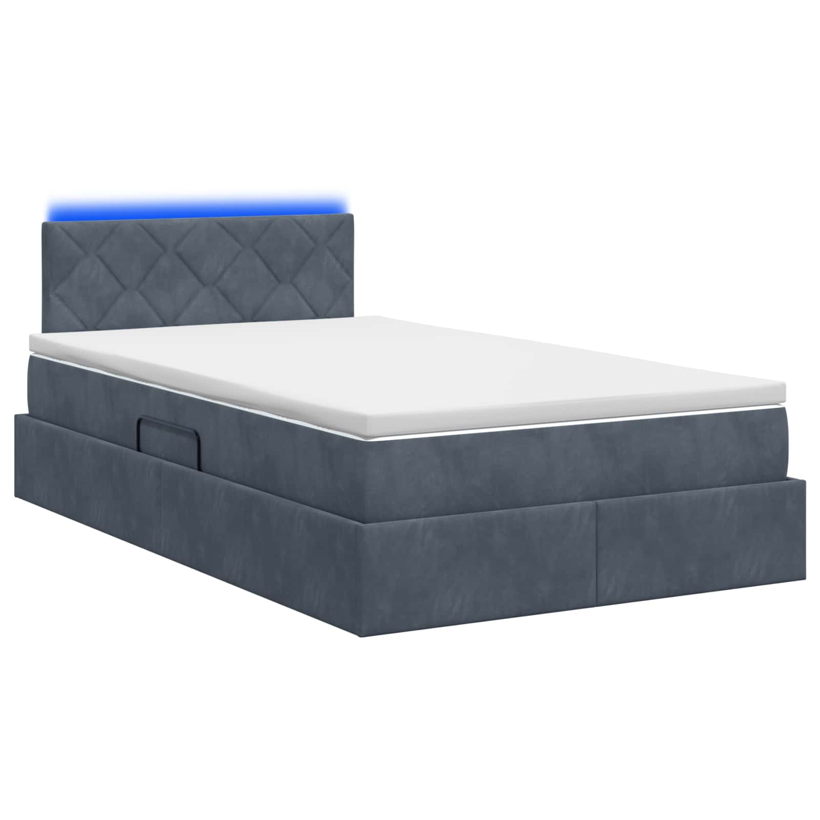 LED Opslagbed met Matras Donkergrijs 120 x 200 cm Fluweel