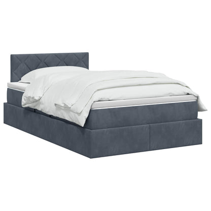 LED Opslagbed met Matras Donkergrijs 120 x 200 cm Fluweel