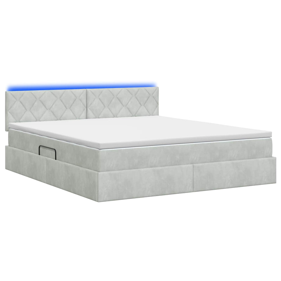 LED Opslagbed met Matras Lichtgrijs 140 x 190 cm Fluweel