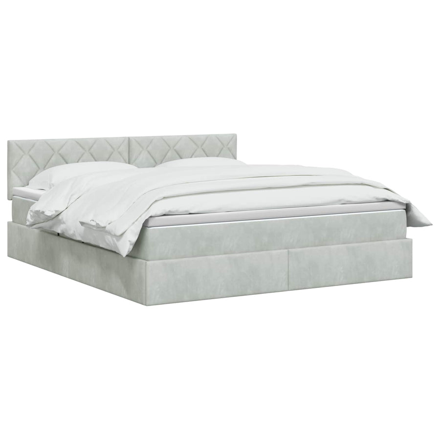 LED Opslagbed met Matras Lichtgrijs 140 x 190 cm Fluweel