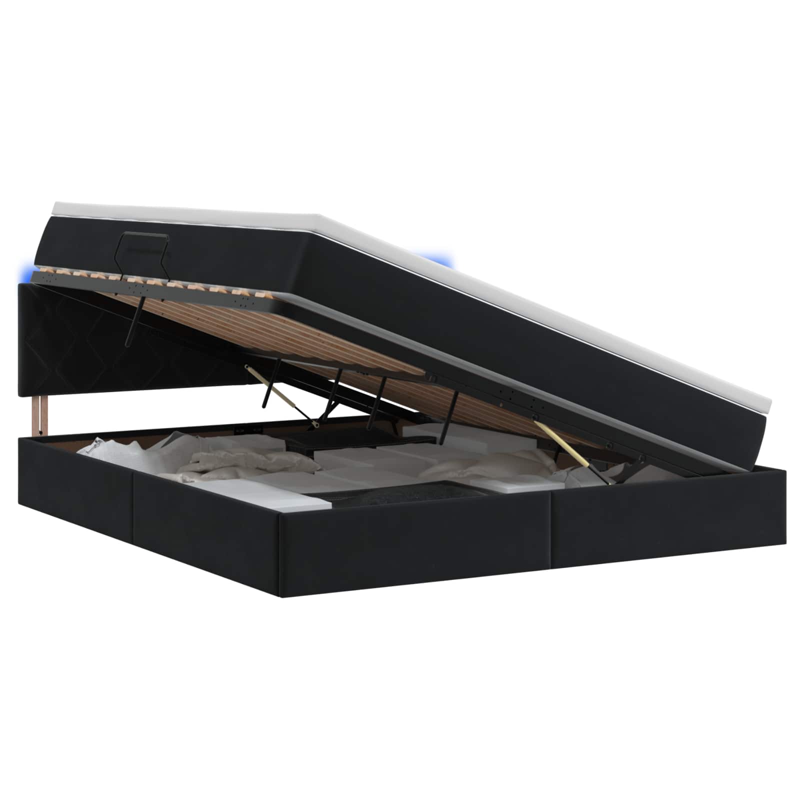 LED Opslagbed met Matras Zwart 160 x 200 cm Fluweel