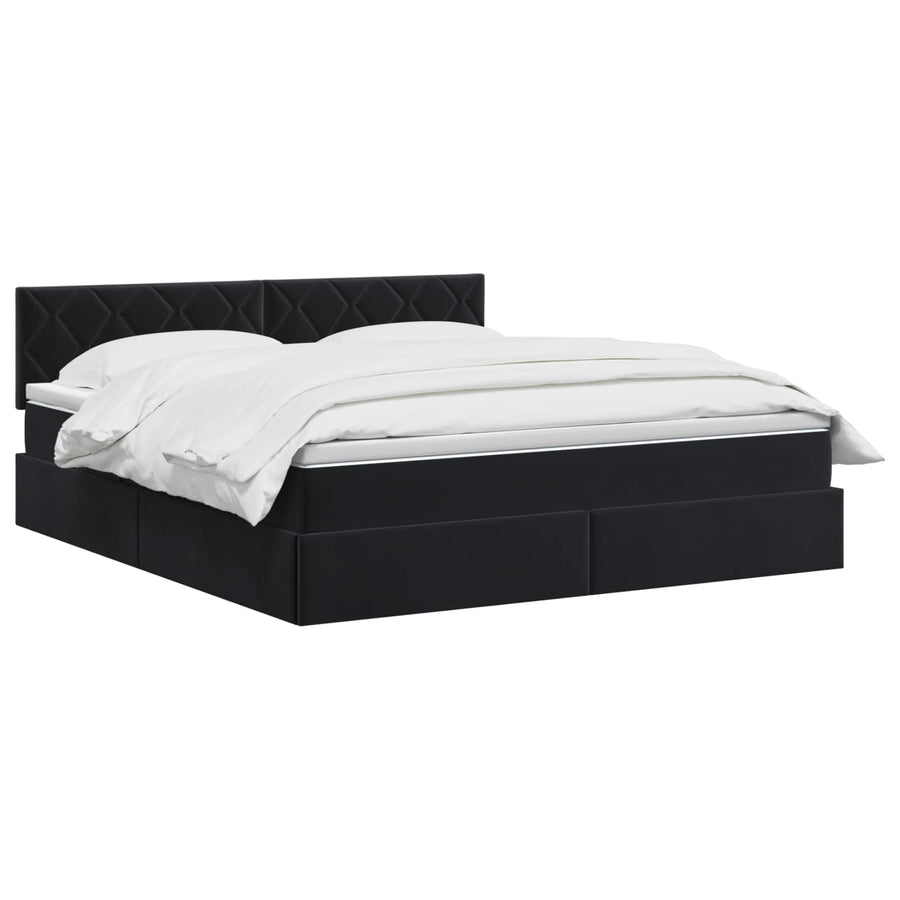 LED Opslagbed met Matras Zwart 160 x 200 cm Fluweel