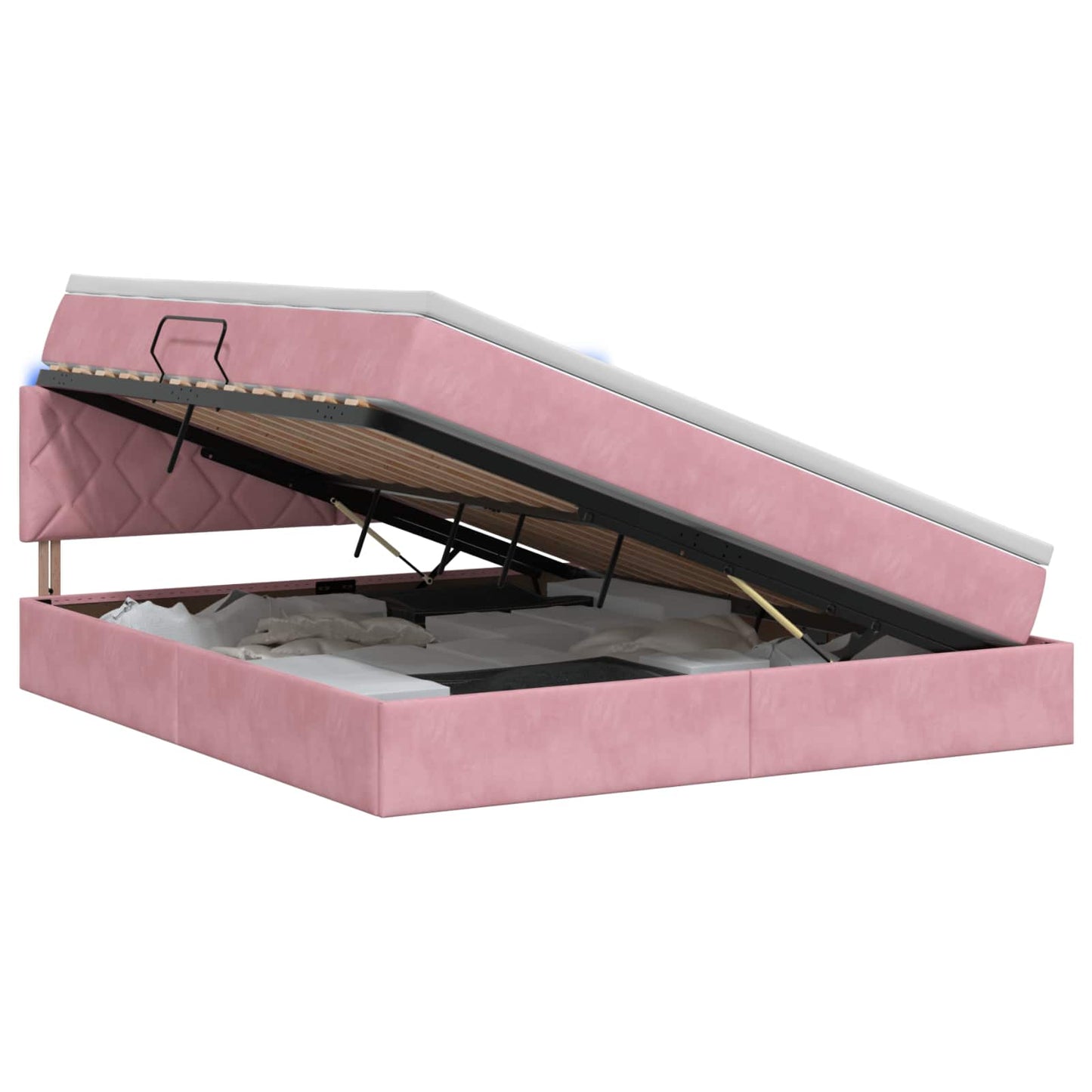 LED Opslagbed met Matras Roze 160 x 200 cm Fluweel