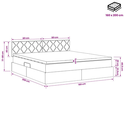 LED Opslagbed met Matras Roze 160 x 200 cm Fluweel