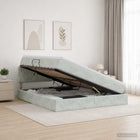 Opbergbed 160x200 cm lichtgrijs fluweel