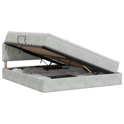 LED Opslagbed met Matras Lichtgrijs 180 x 200 cm Fluweel
