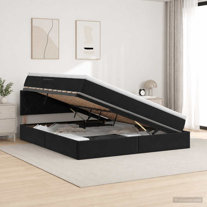 LED Opslagbed met Matras Zwart 160 x 200 cm Fluweel