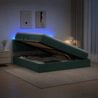 Opslagbed 180x200 cm donkergroen fluweel met LED