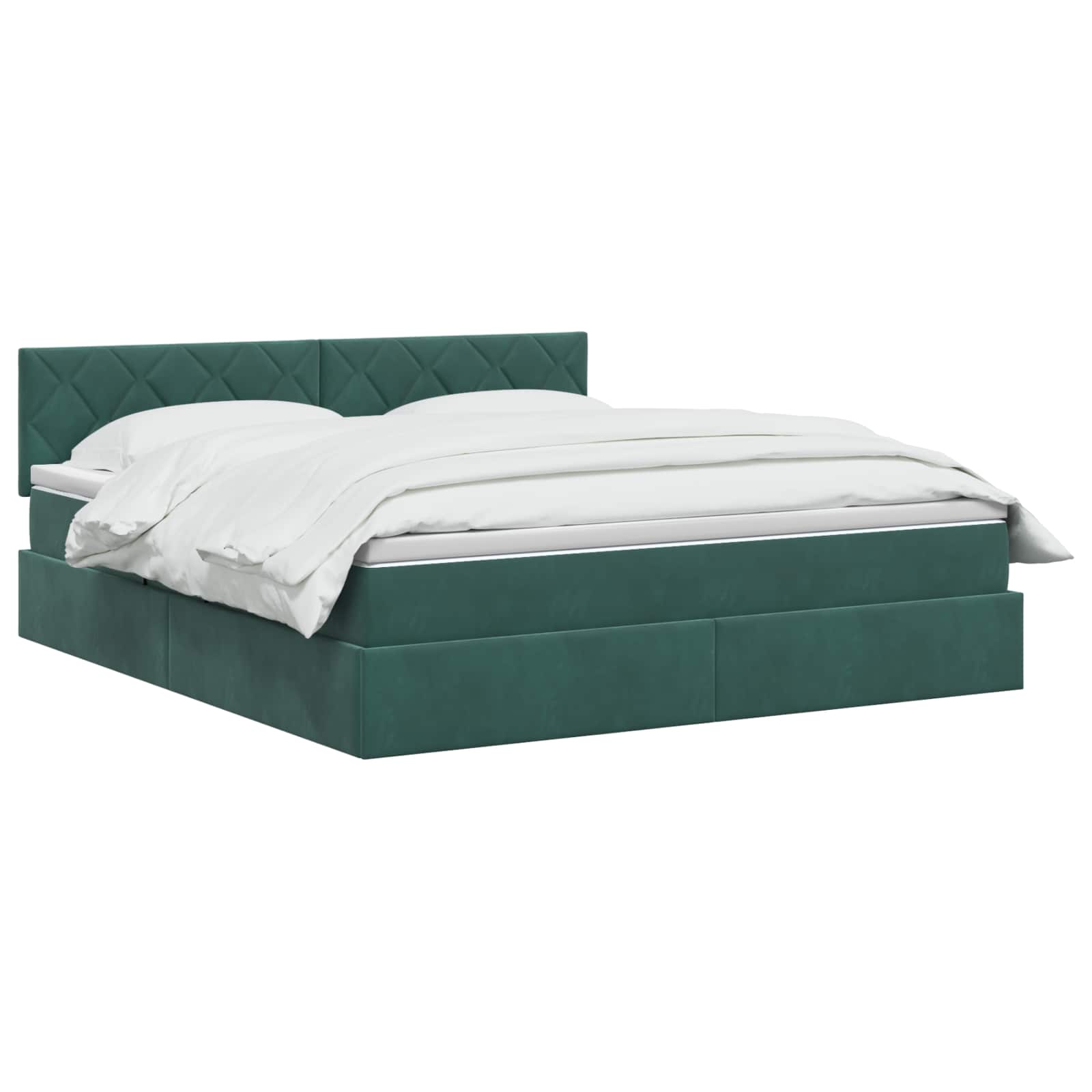 LED Opslagbed met Matras Donkergroen 180 x 200 cm Fluweel
