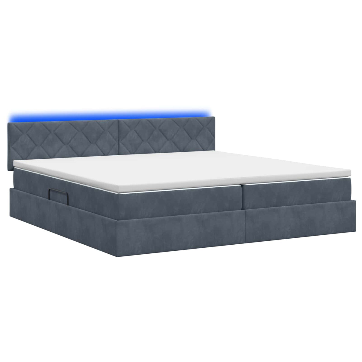 LED Opslagbed met Matras Donkergrijs 200 x 200 cm Fluweel