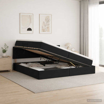 LED Opslagbed met Matras Zwart 200 x 200 cm Fluweel
