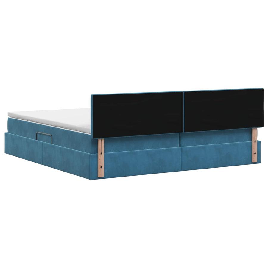 LED Opslagbed met Matras Donkerblauw 200 x 200 cm Fluweel