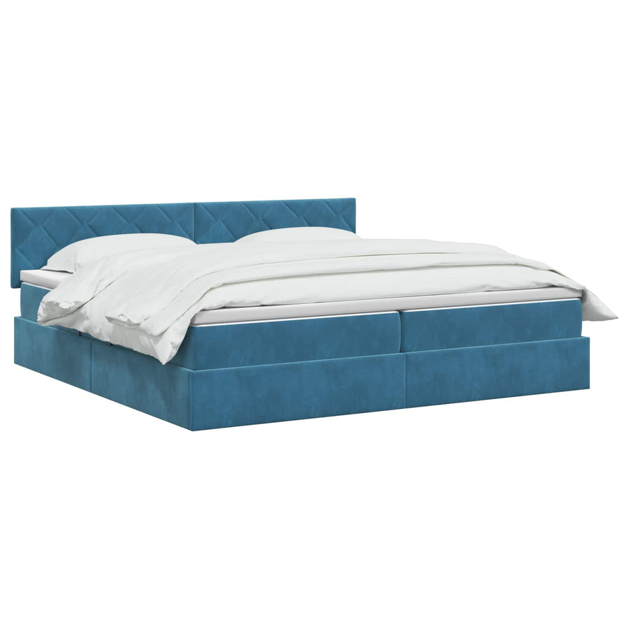 LED Opslagbed met Matras Donkerblauw 200 x 200 cm Fluweel