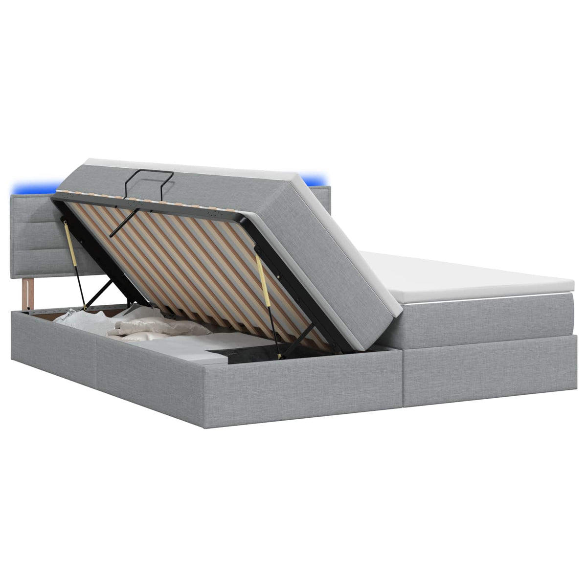 LED Opslagbed met Matras Lichtgrijs 180 x 200 cm Stof