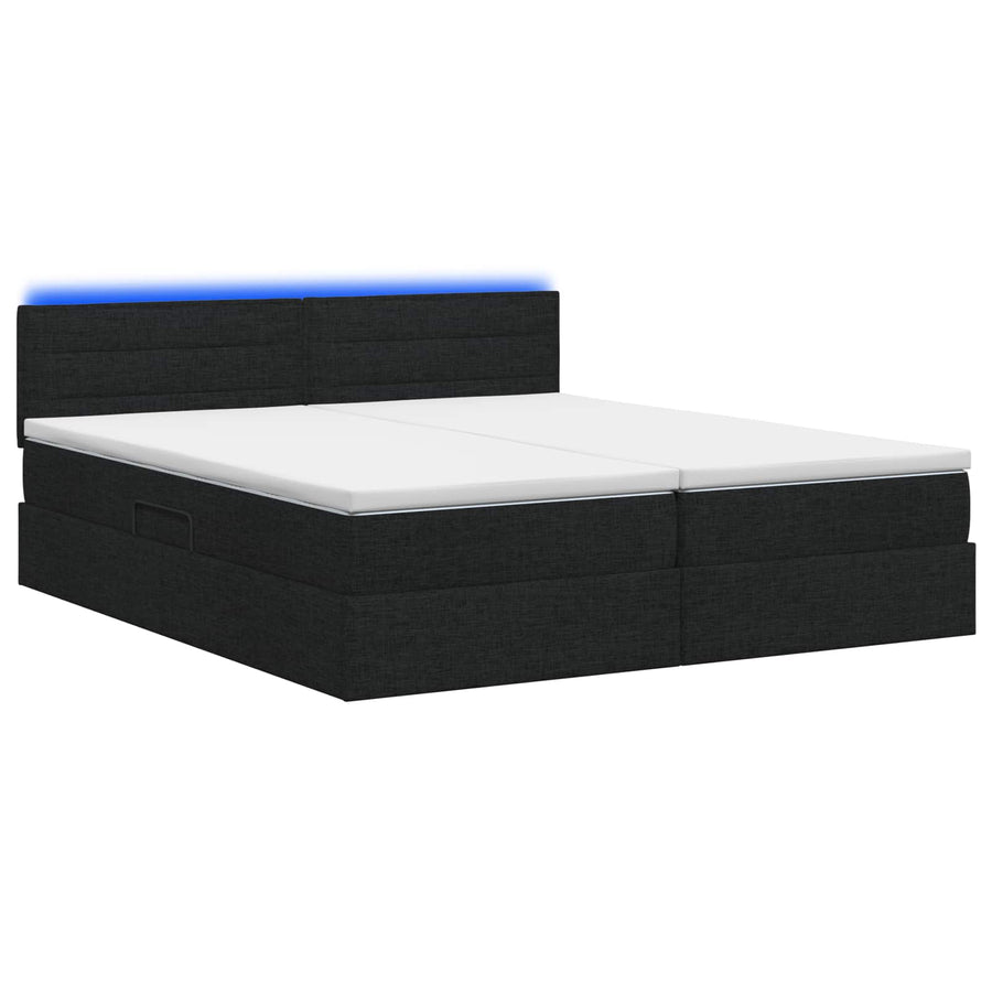 LED Opslagbed met Matras Zwart 180 x 200 cm Stof