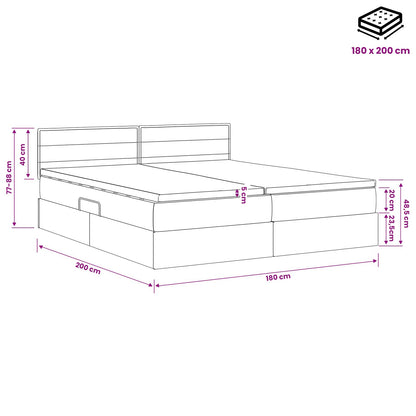 LED Opslagbed met Matras Zwart 180 x 200 cm Stof