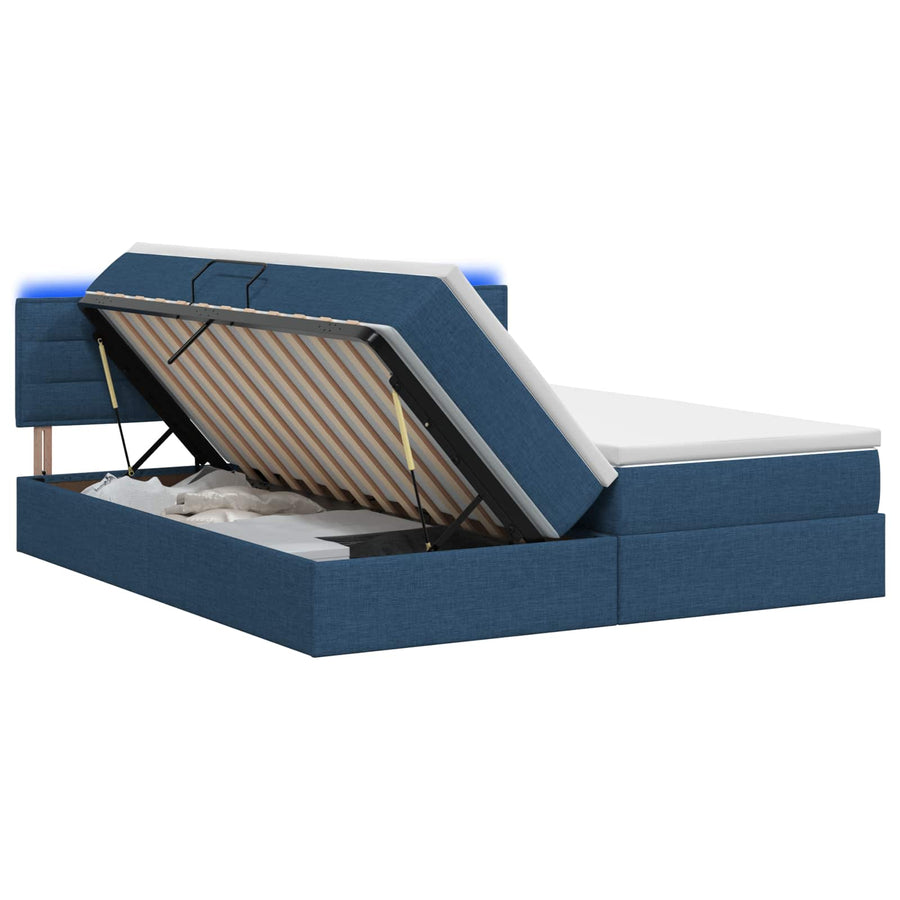 LED Opslagbed met Matras Blauw 180 x 200 cm Stof