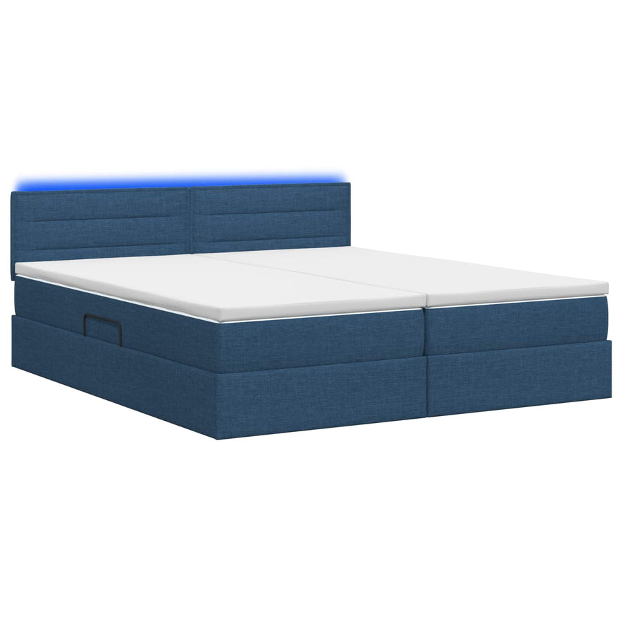 LED Opslagbed met Matras Blauw 180 x 200 cm Stof