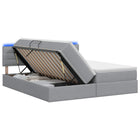 LED Opslagbed met Matras Lichtgrijs 200 x 200 cm Stof