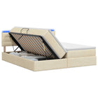 LED Opslagbed met Matras Crèmekleurig 200 x 200 cm Stof