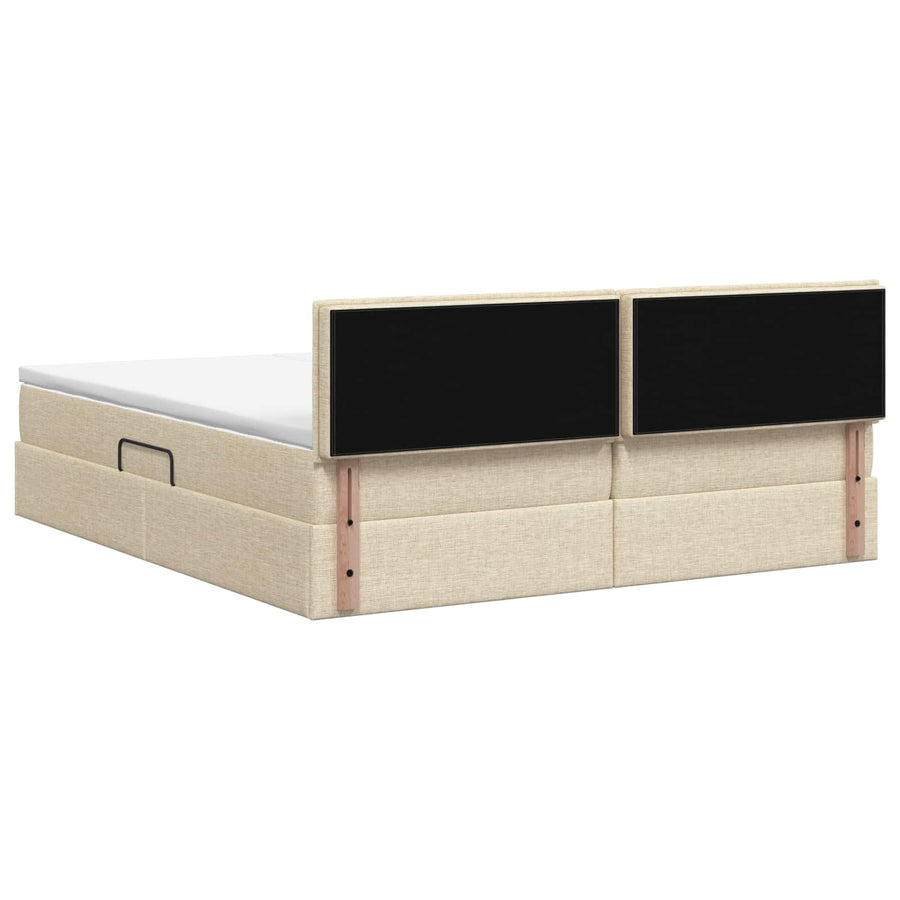 LED Opslagbed met Matras Crèmekleurig 200 x 200 cm Stof