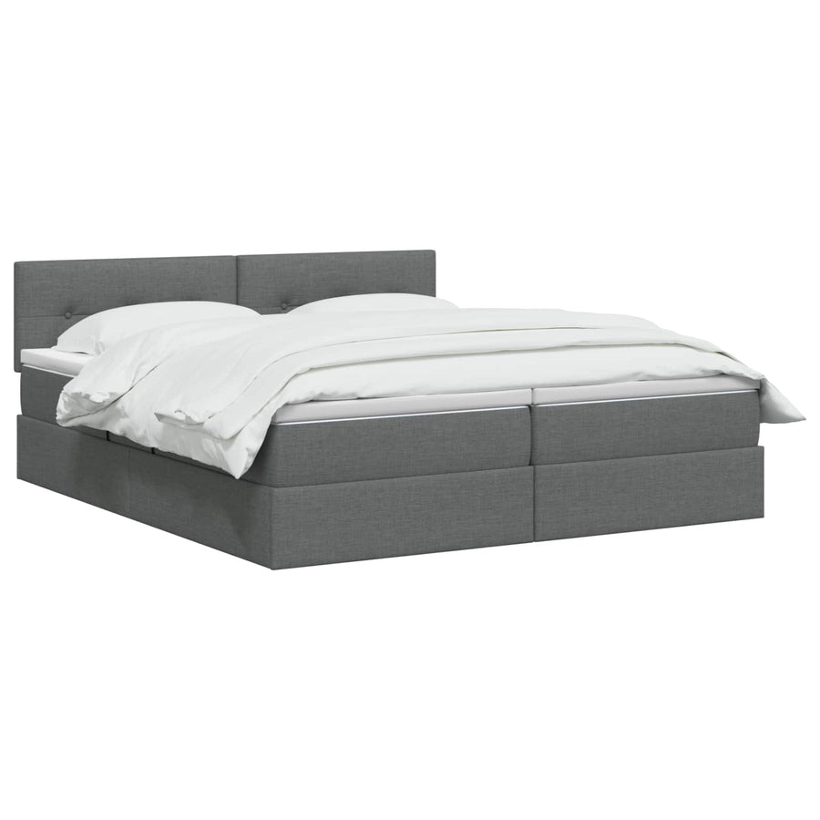 LED Opslagbed met Matras Donkergrijs 180 x 200 cm Stof