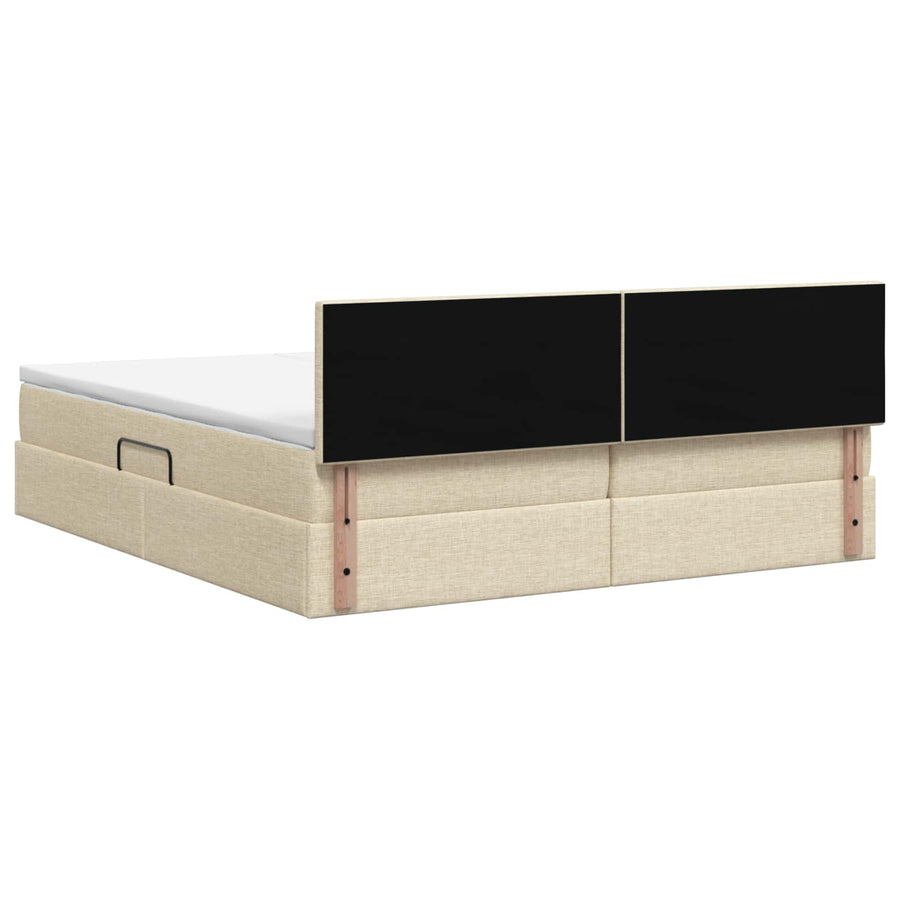 LED Opslagbed met Matras Crèmekleurig 180 x 200 cm Stof
