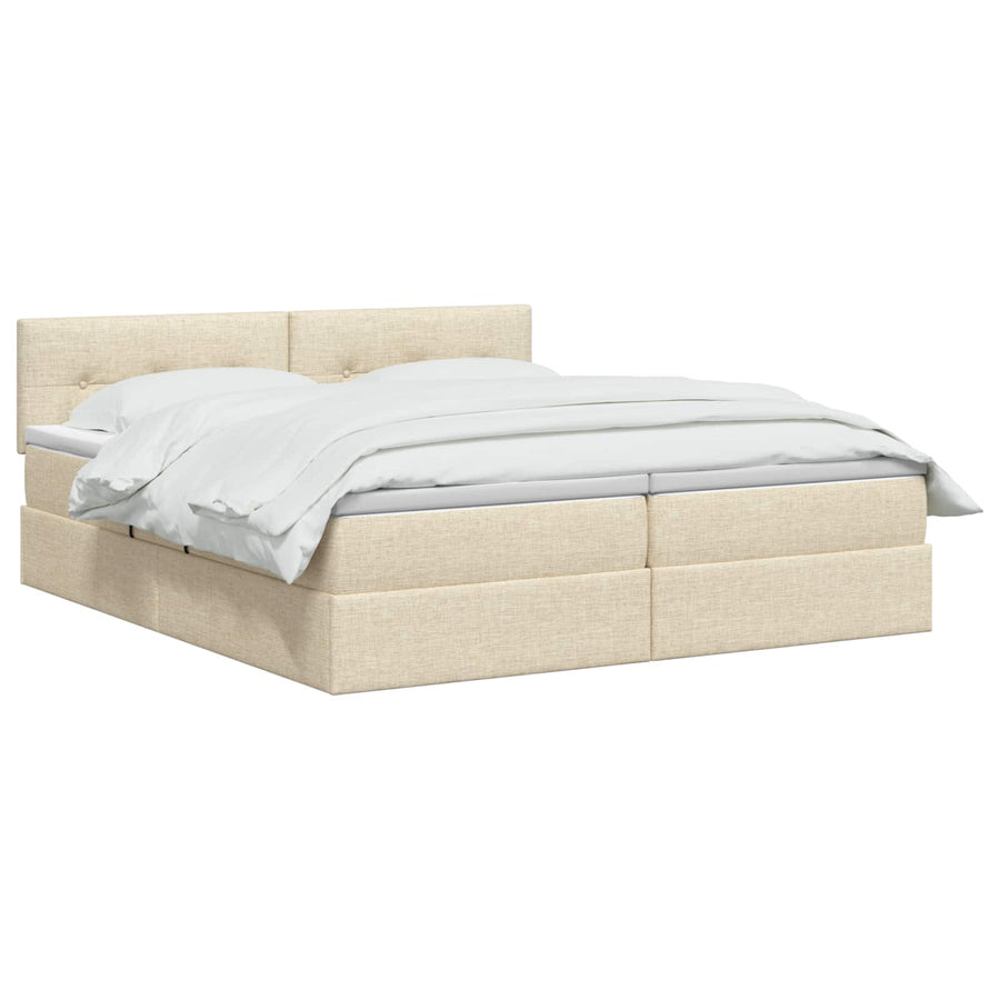 LED Opslagbed met Matras Crèmekleurig 180 x 200 cm Stof
