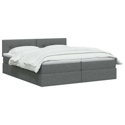 LED Opslagbed met Matras Donkergrijs 200 x 200 cm Stof