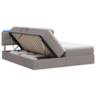 Opslagbed met matras 200x200 cm taupe LED USB
