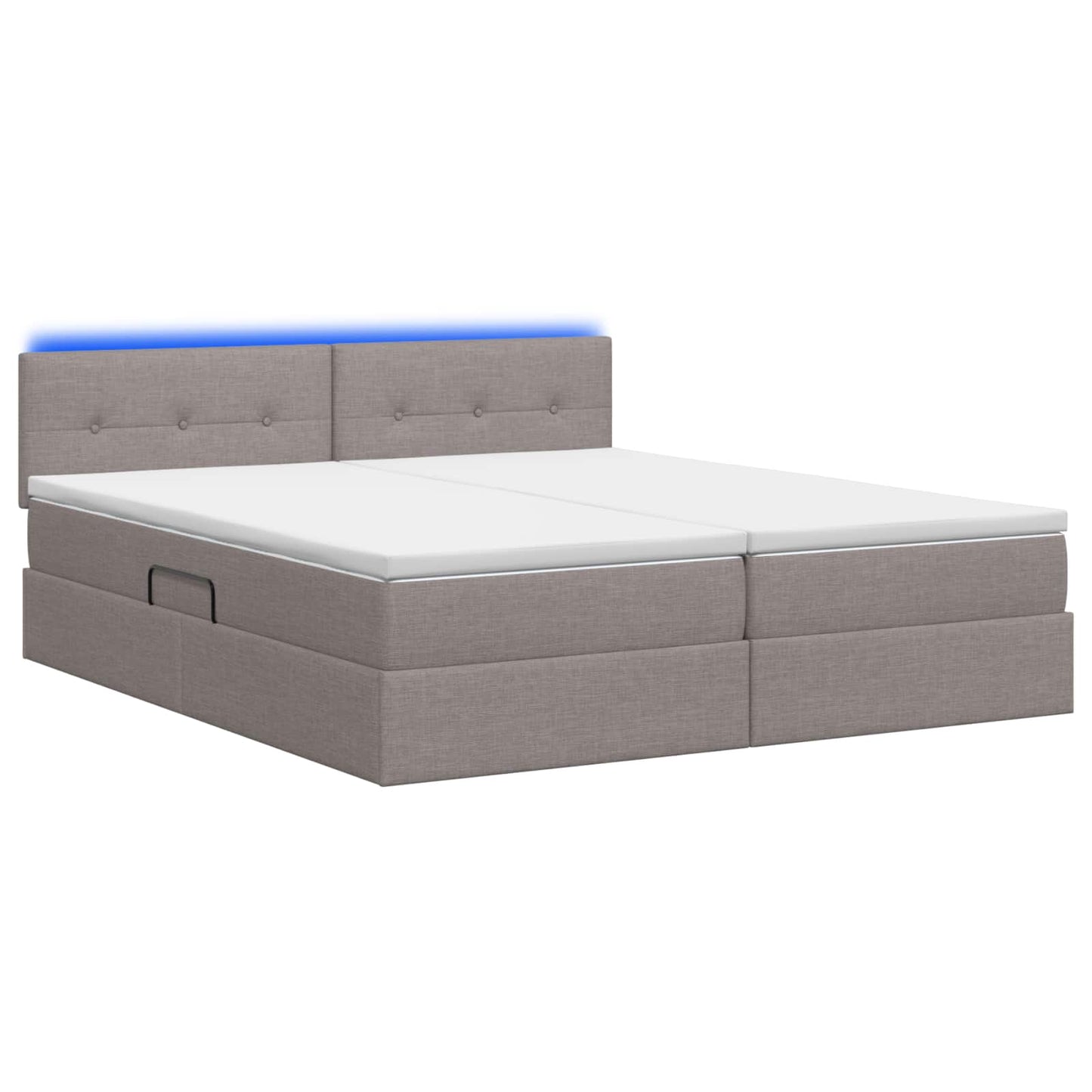 LED Opslagbed met Matras Taupe 200 x 200 cm Stof