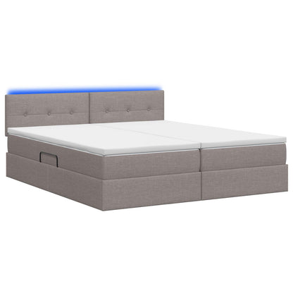 LED Opslagbed met Matras Taupe 200 x 200 cm Stof