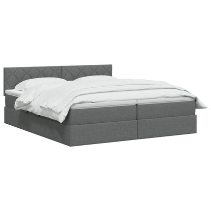 LED Opslagbed met Matras Donkergrijs 180 x 200 cm Stof