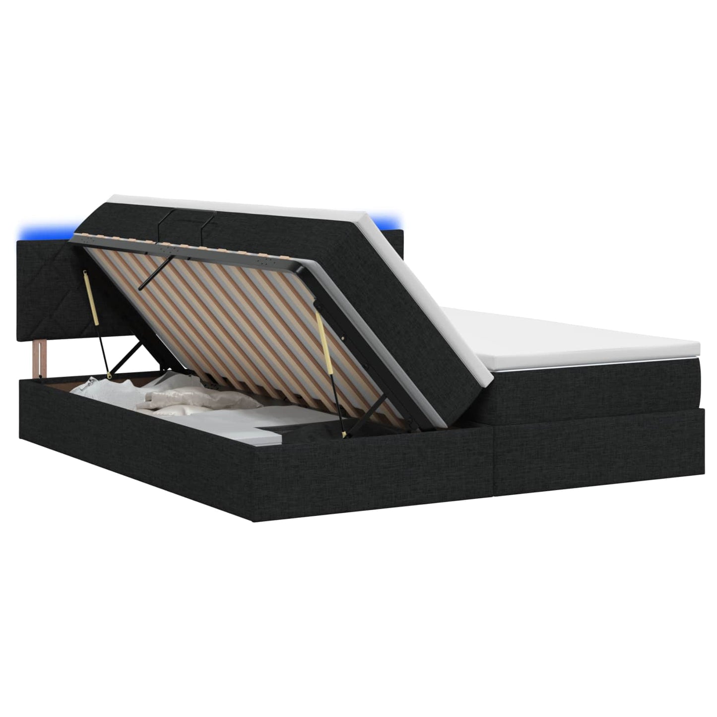 LED Opslagbed met Matras Zwart 180 x 200 cm Stof