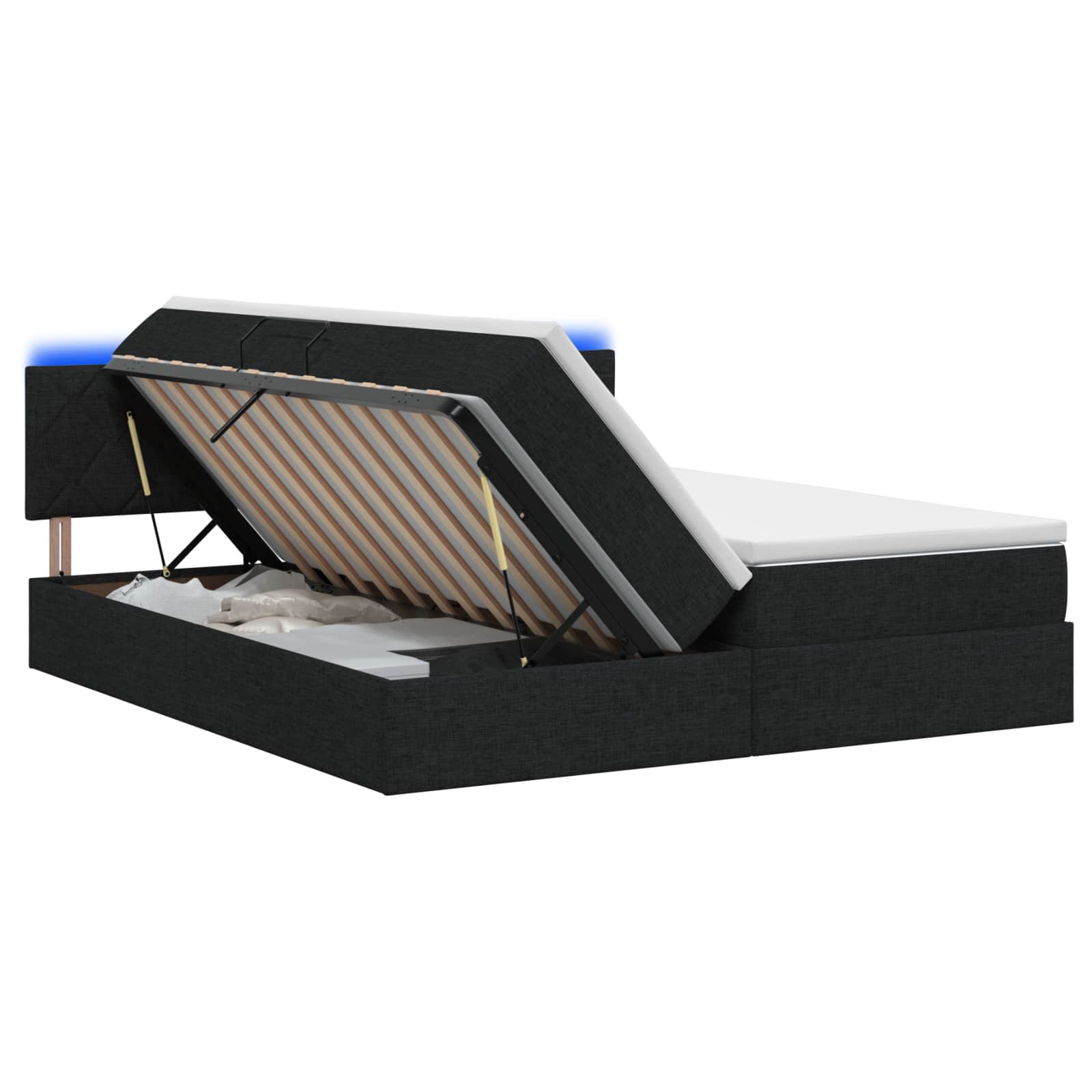 LED Opslagbed met Matras Zwart 180 x 200 cm Stof