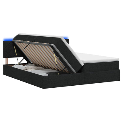 LED Opslagbed met Matras Zwart 180 x 200 cm Stof