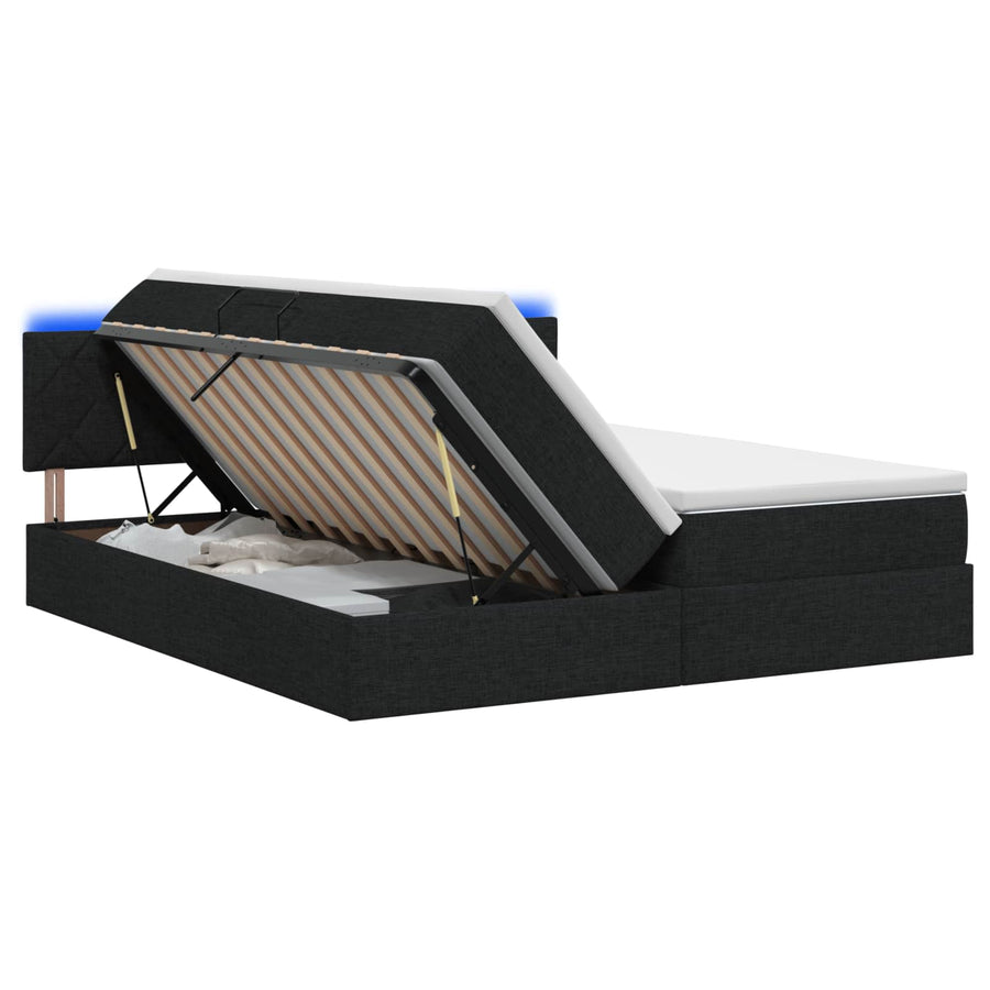 LED Opslagbed met Matras Zwart 180 x 200 cm Stof