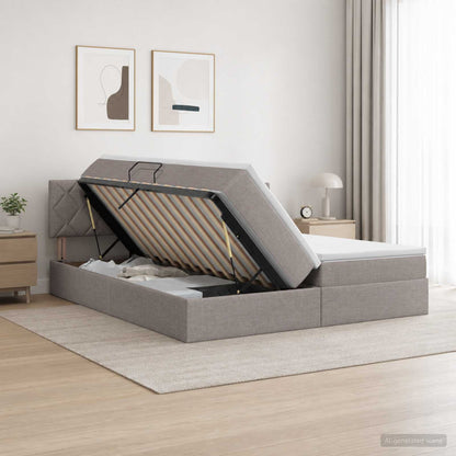 LED Opslagbed met Matras Taupe 180 x 200 cm Stof
