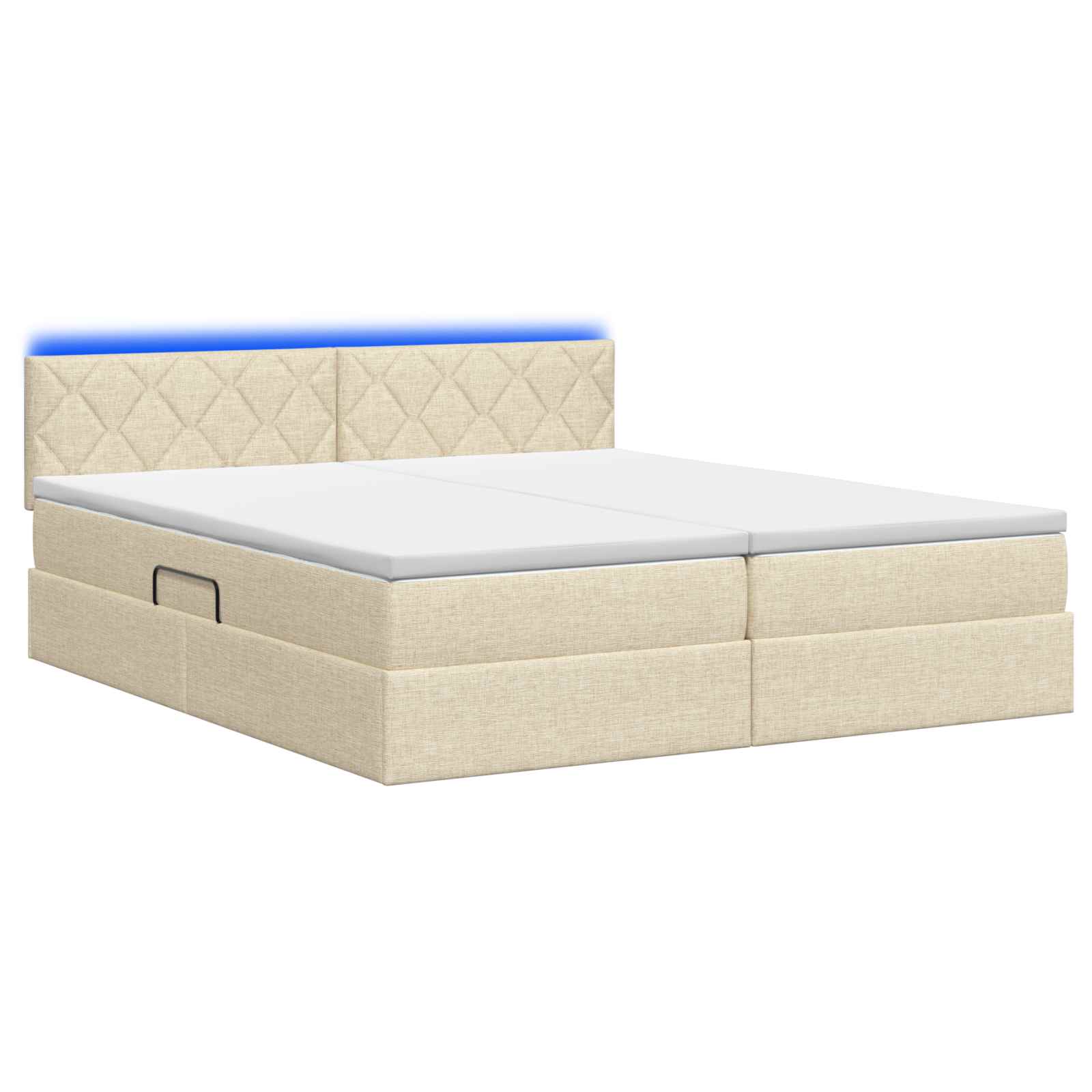 LED Opslagbed met Matras Crèmekleurig 180 x 200 cm Stof