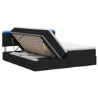 LED Opslagbed met Matras Zwart 200 x 200 cm Stof