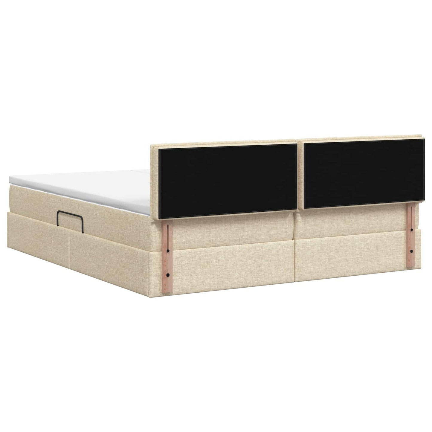 LED Opslagbed met Matras Crèmekleurig 200 x 200 cm Stof