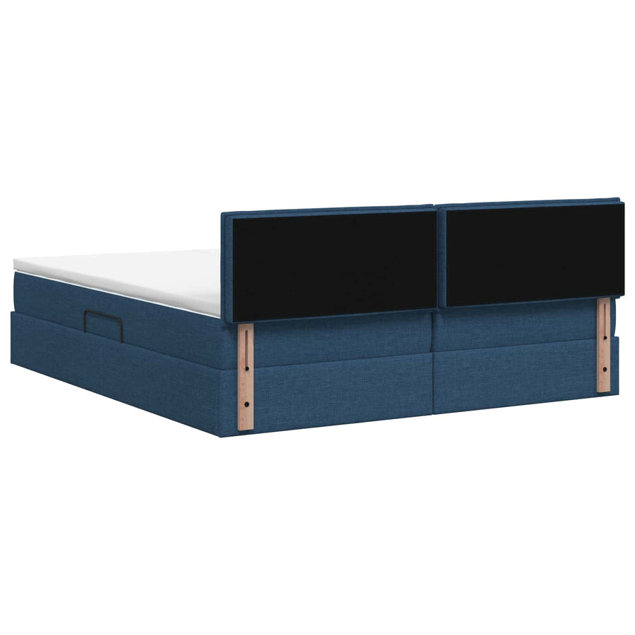 LED Opslagbed met Matras Blauw 200 x 200 cm Stof