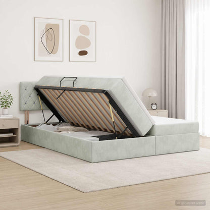 Opslag bed met hoofdeinde 2 st Lichtgrijs