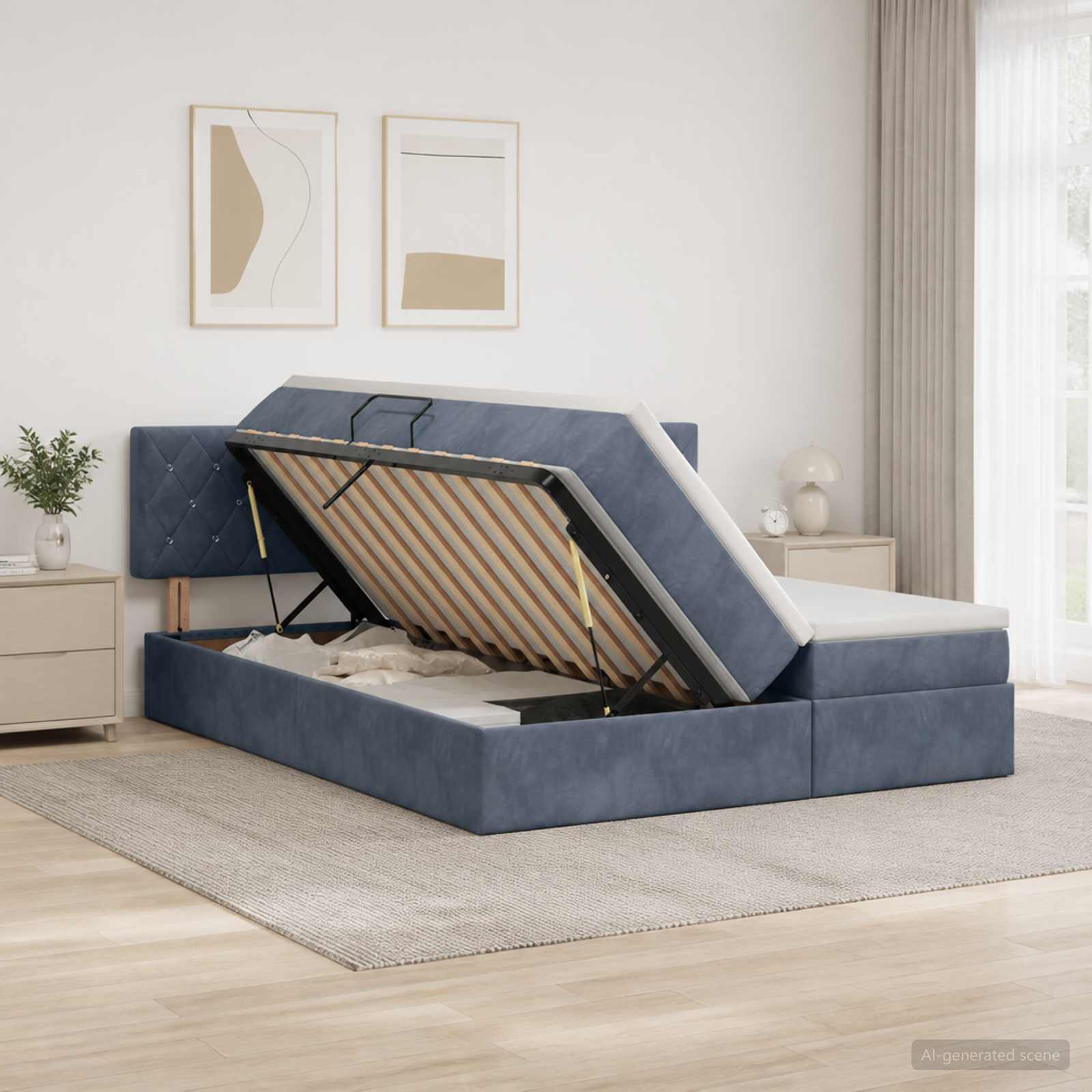 Opslag bed met hoofdeinde 2 st Donkergrijs
